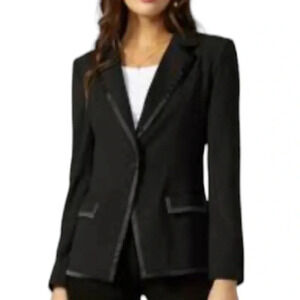 Tahari Satin bow trim triple breasted Crepe blazer Sz 6  petite